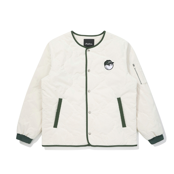 Malbon Golf Men’s Full-Zip Insulated Padded Jacket white front view