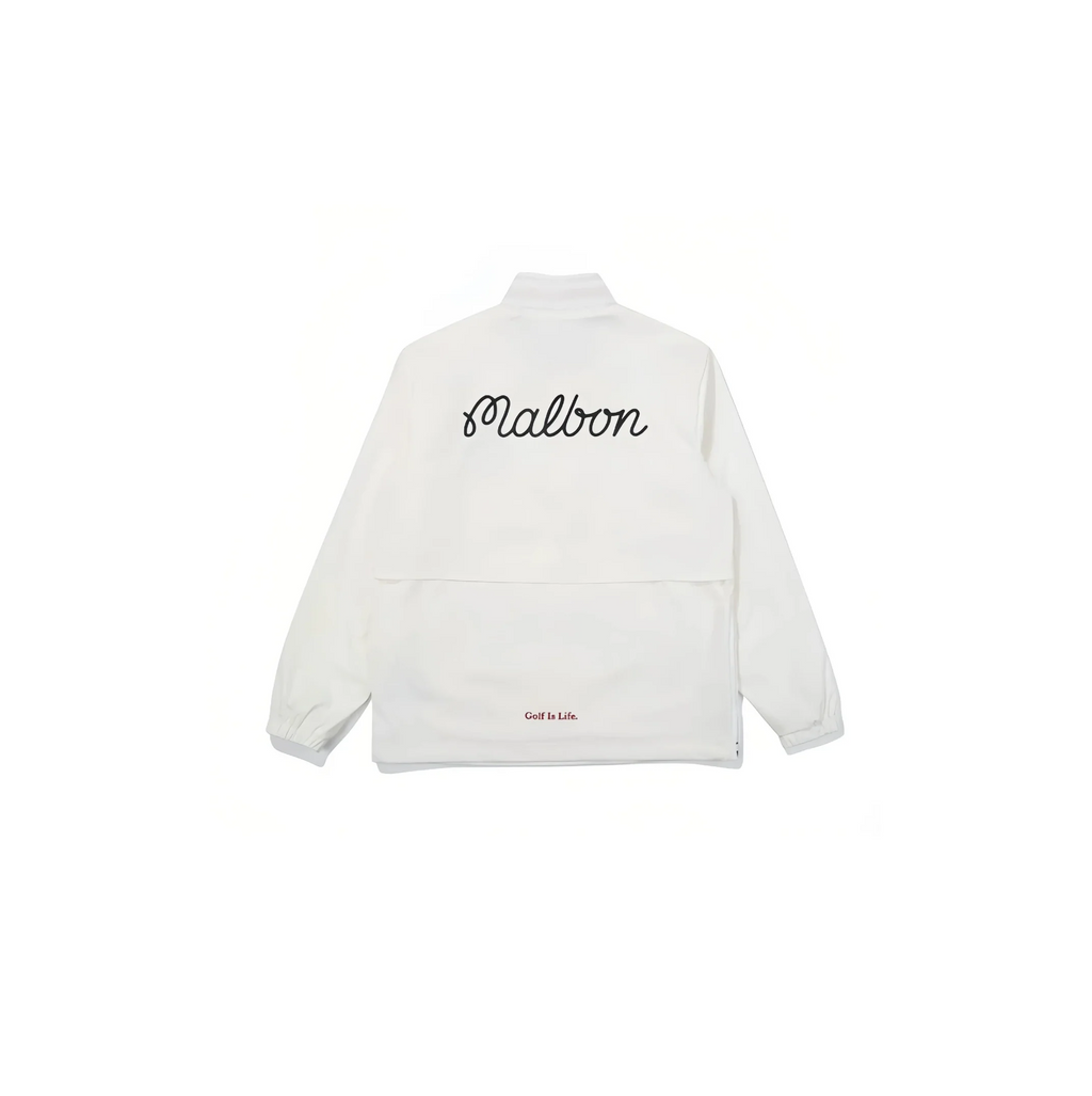 Malbon Men's Golf Jacket - Breathable Stretch Casual Outerwear White back view