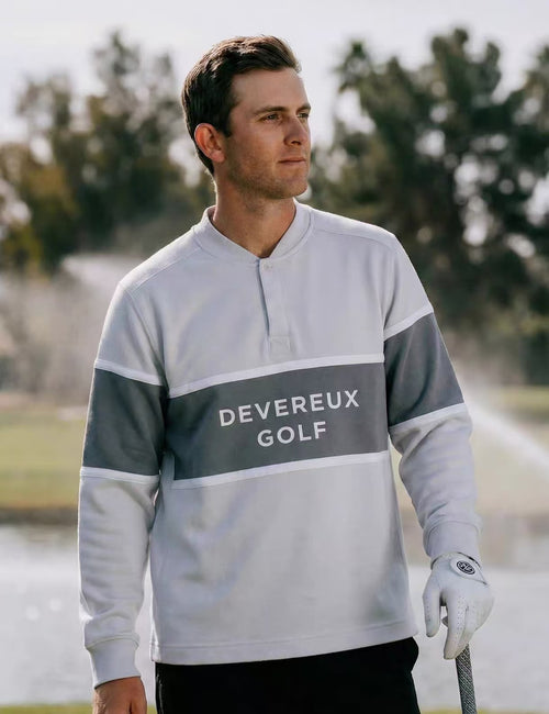Devereux Golf 남성 그레이 컬러블록 헨리 스웨트셔츠 그레이 제품 이미지