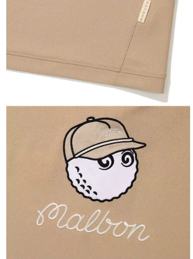 Malbon Women Golf Polo Shirt Casual Sports Collar Tee Khaki fabric and trim detail 카키 골프 의류 원단과 트림 디테일