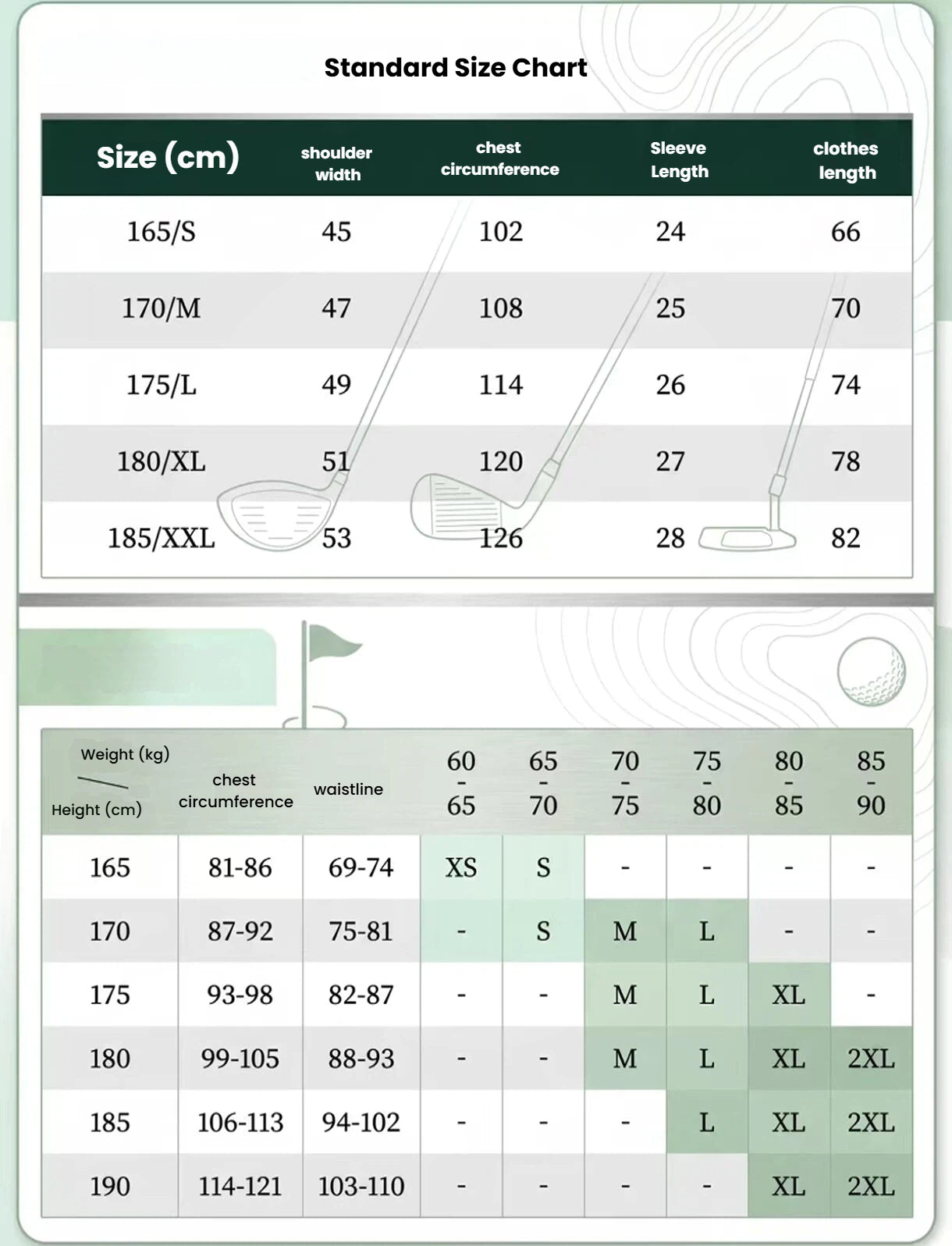 Forden Golf 남성 아이스실크 퀵드라이 그래픽 모크넥 골프 셔츠 사이즈 차트