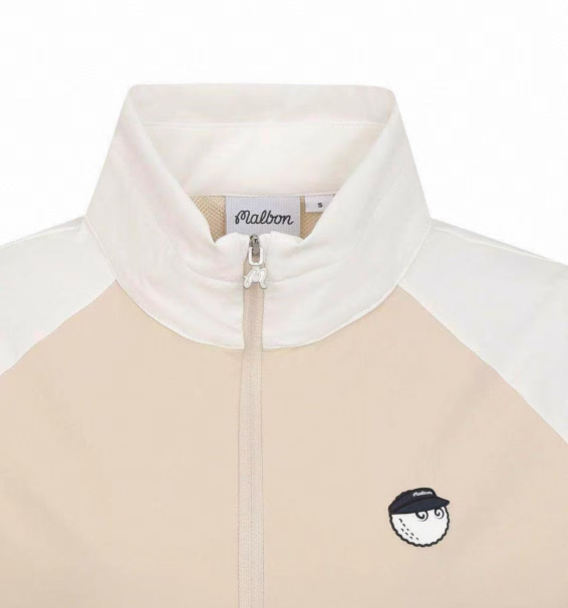 Malbon Golf Women’s Quick-Dry Stand 칼라 스포츠 탑 화이트 칼라 and 로고 디테일