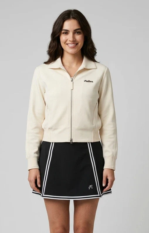 Malbon Women Golf Skirt Outdoor Sport Skort Navy Blue women's golf skort model-worn front view
