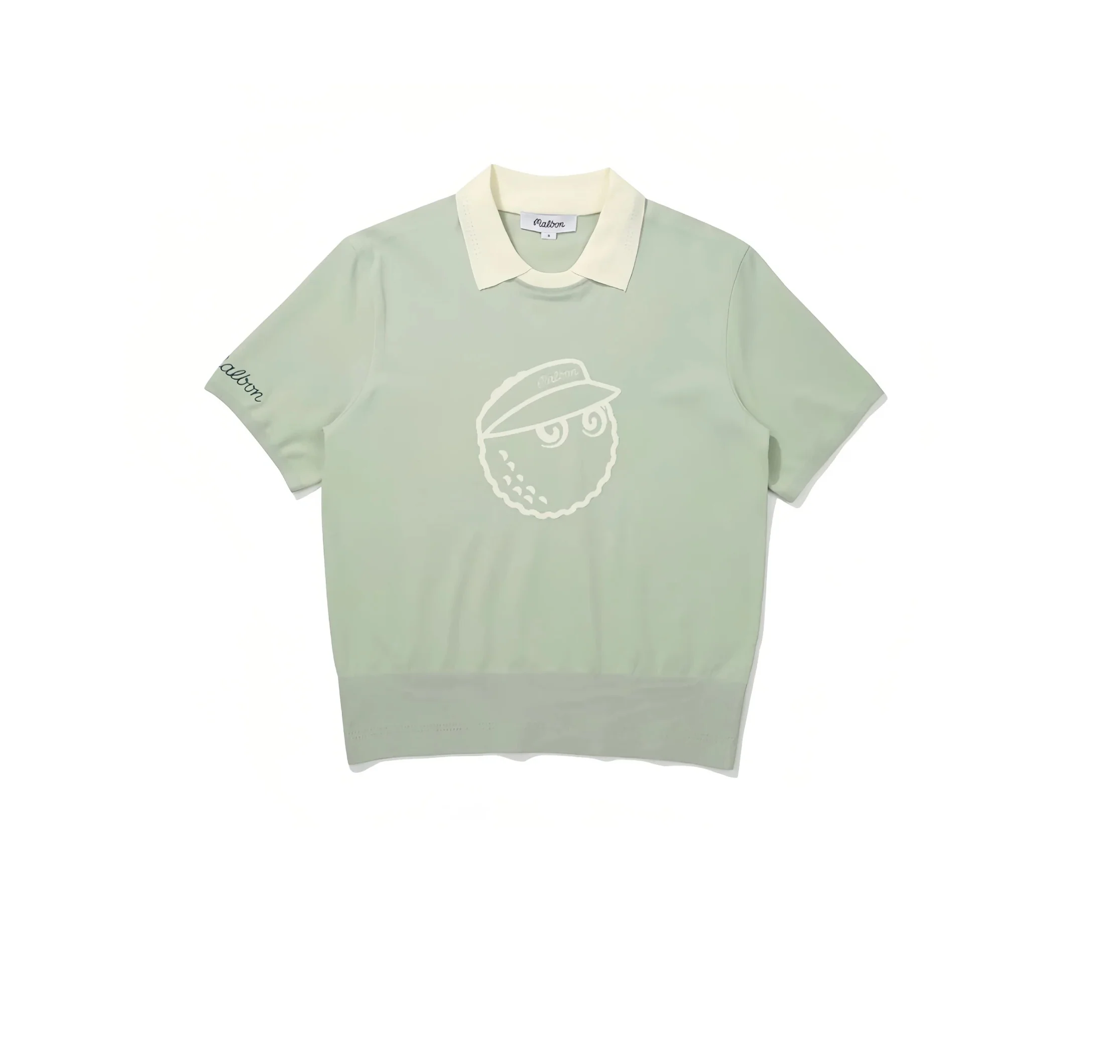 Malbon Women Golf Polo Shirt Knit Casual Tee 2025 Light Green front view 라이트 그린 골프 의류 정면