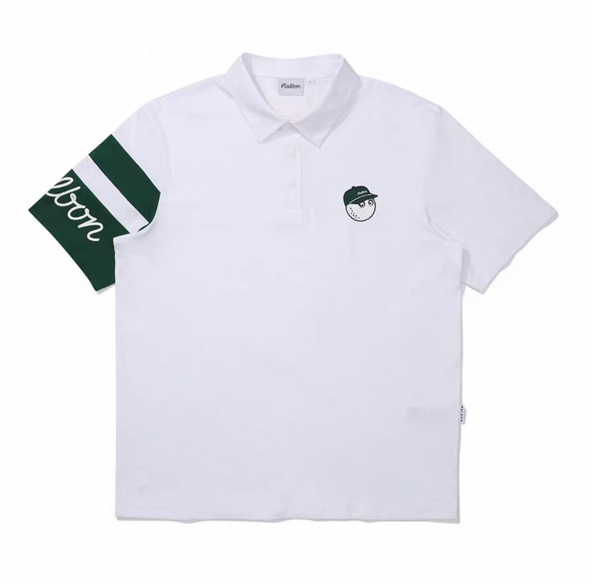 Malbon men's lightweight cooling quick-dry golf polo shirt in White, front view