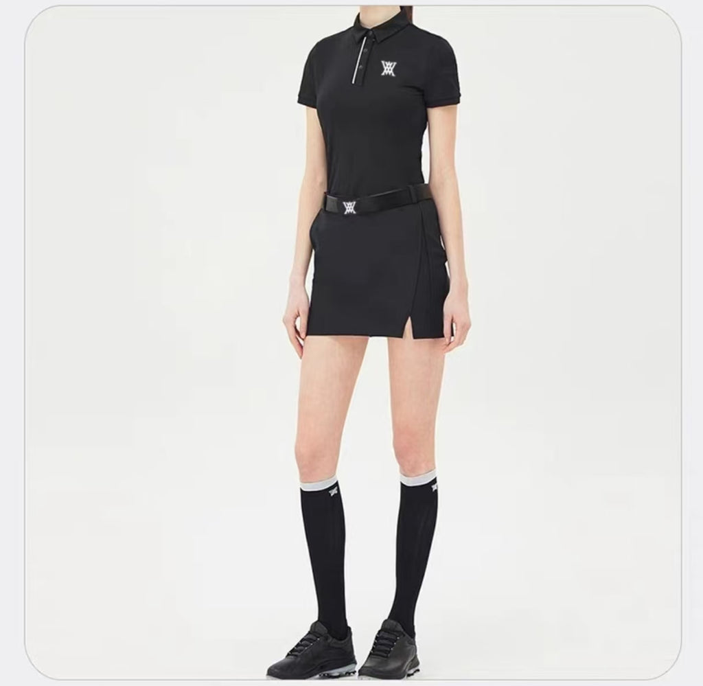 St Andrews 여성 퀵드라이 크루넥 골프 셔츠 블랙 제품 이미지