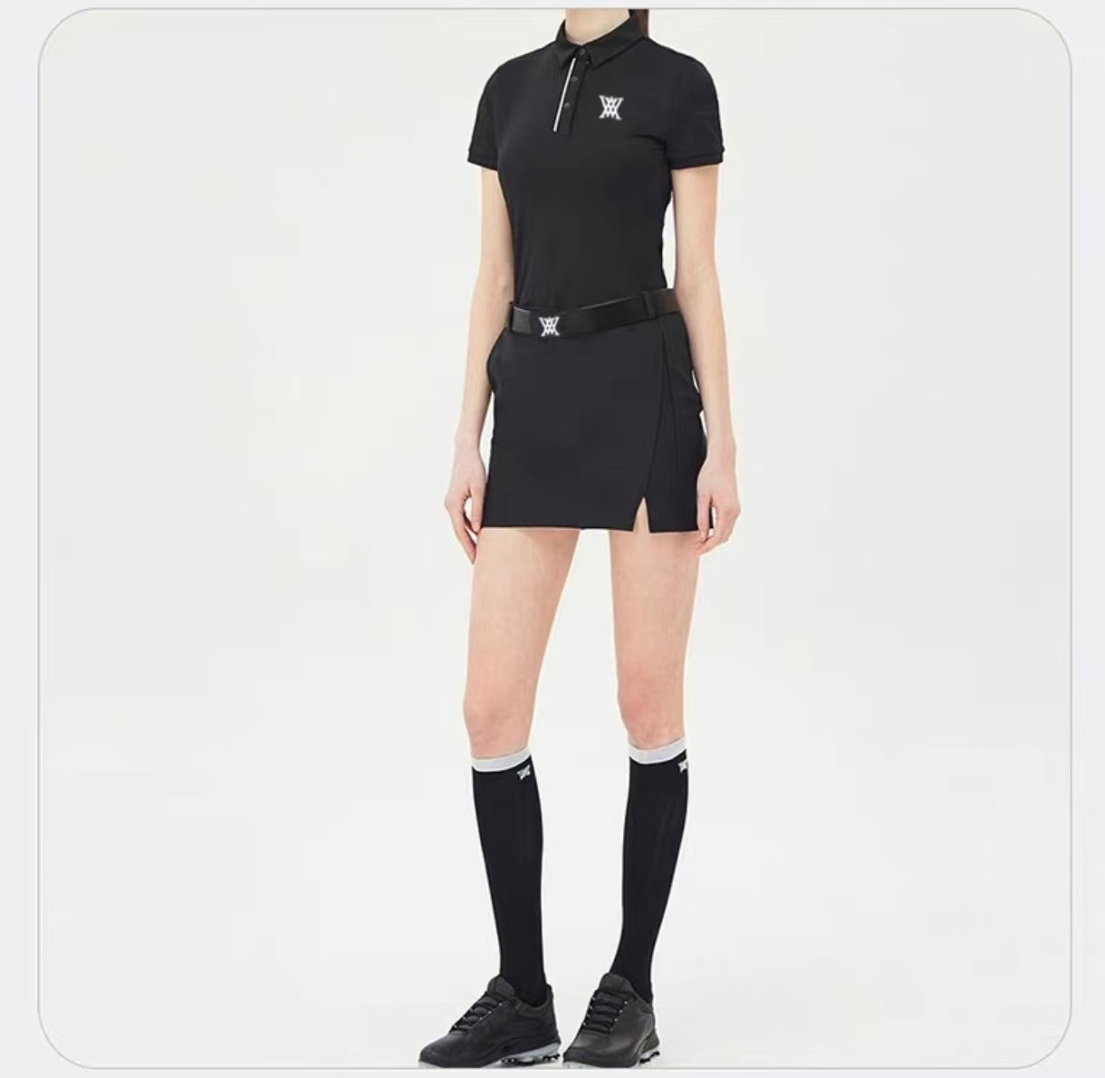 St Andrews 여성 퀵드라이 크루넥 골프 셔츠 블랙 제품 이미지