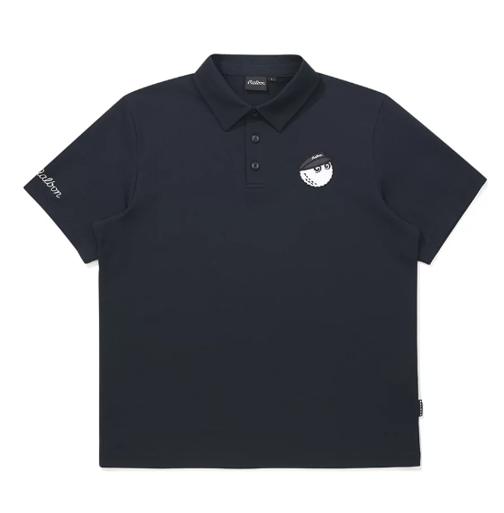 Malbon Golf 남성용 통기성 폴로 셔츠 블랙 정면