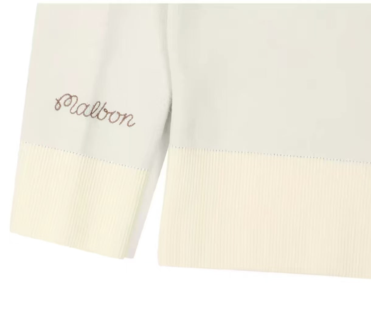 Malbon Women's Knit Golf Sweater Polo 애프리콧 골프 의류 원단과 트림 디테일