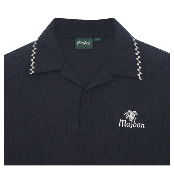 Malbon Golf Men’s Textured Quick-Dry Lightweight Polo Shirt