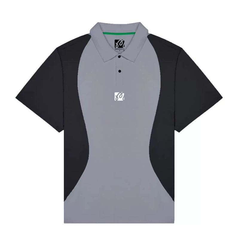 Malbon Golf 남성용 릴랙스 핏 그래픽 골프 폴로 셔츠 블랙 정면