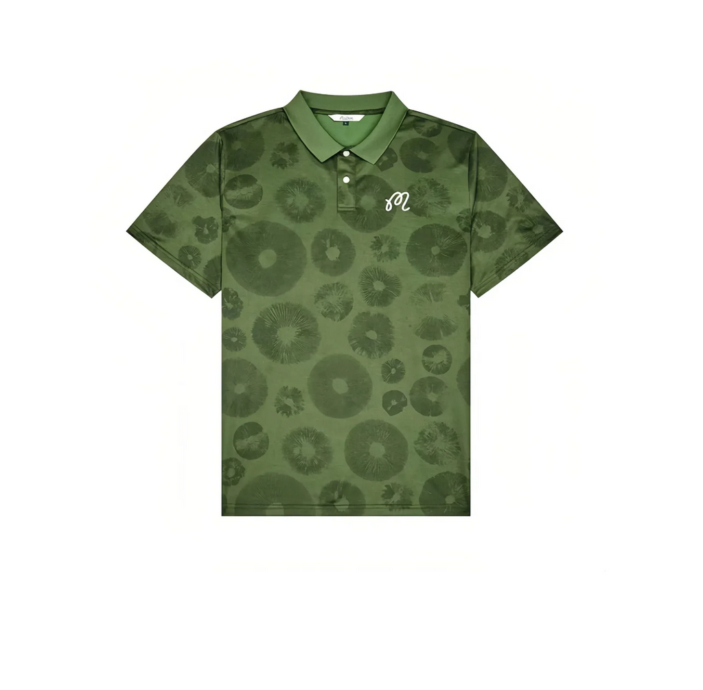 Malbon Men Golf Polo Shirt Logo Collar Tee 2026 Green front view 그린 골프 의류 정면