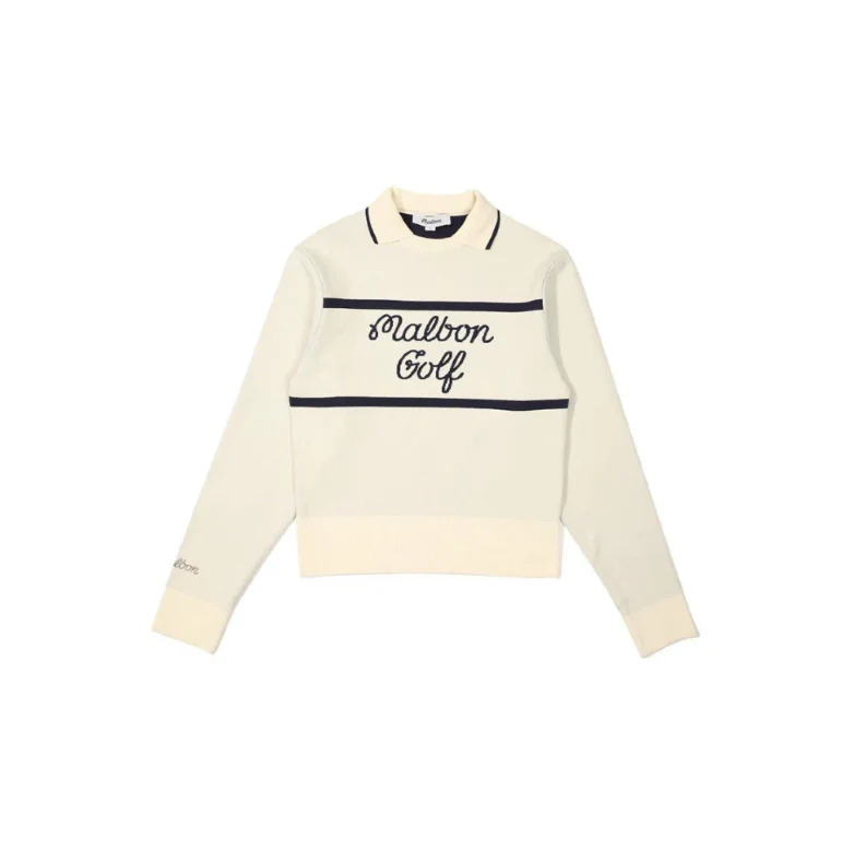 Malbon Women's Knit Golf Sweater Polo 애프리콧 골프 의류 정면