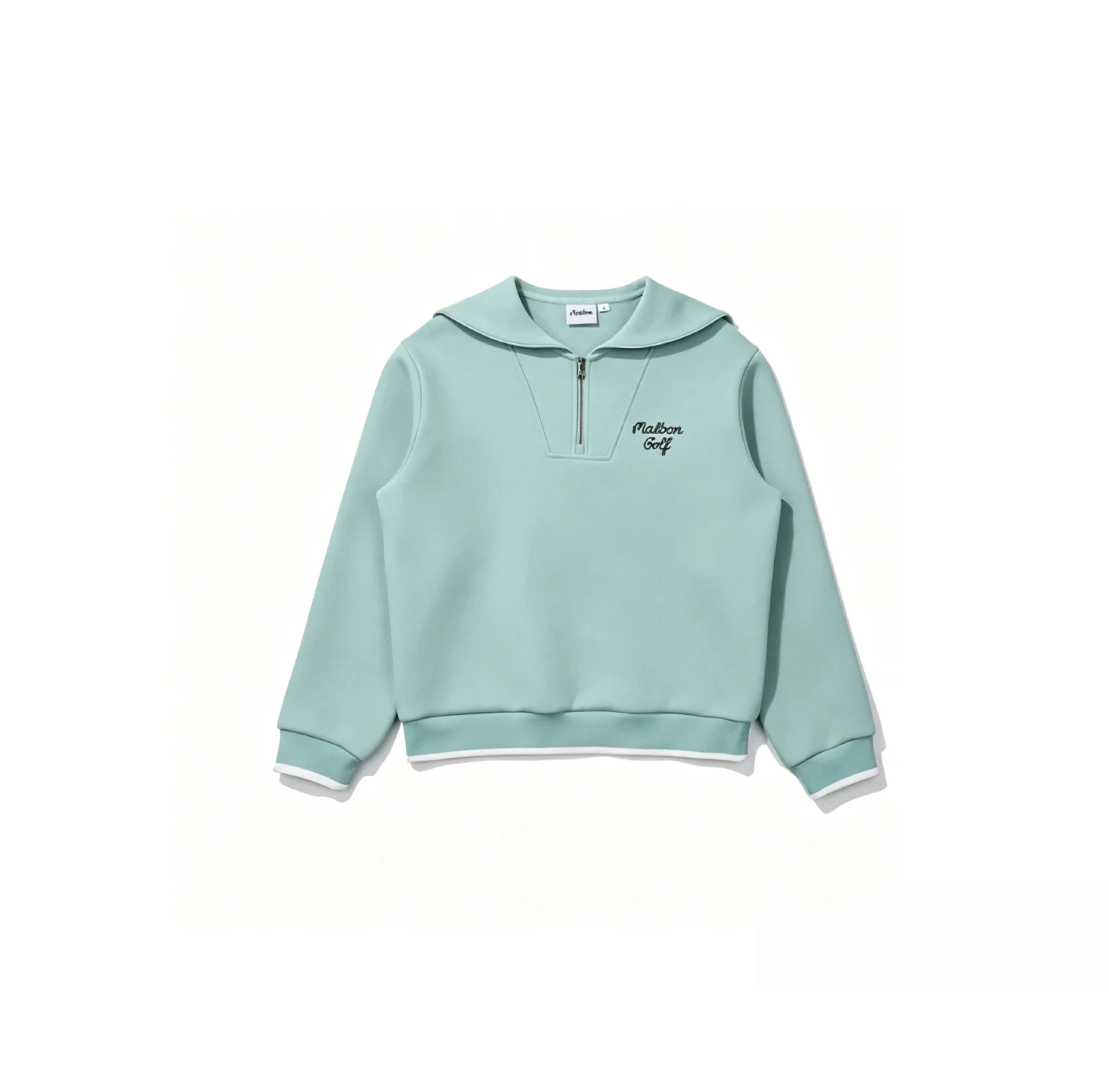 Malbon Women's Half Zip Sweatsuit Set - Embroidered Golf Outfit Mint Green front view 민트 그린 골프 의류 정면