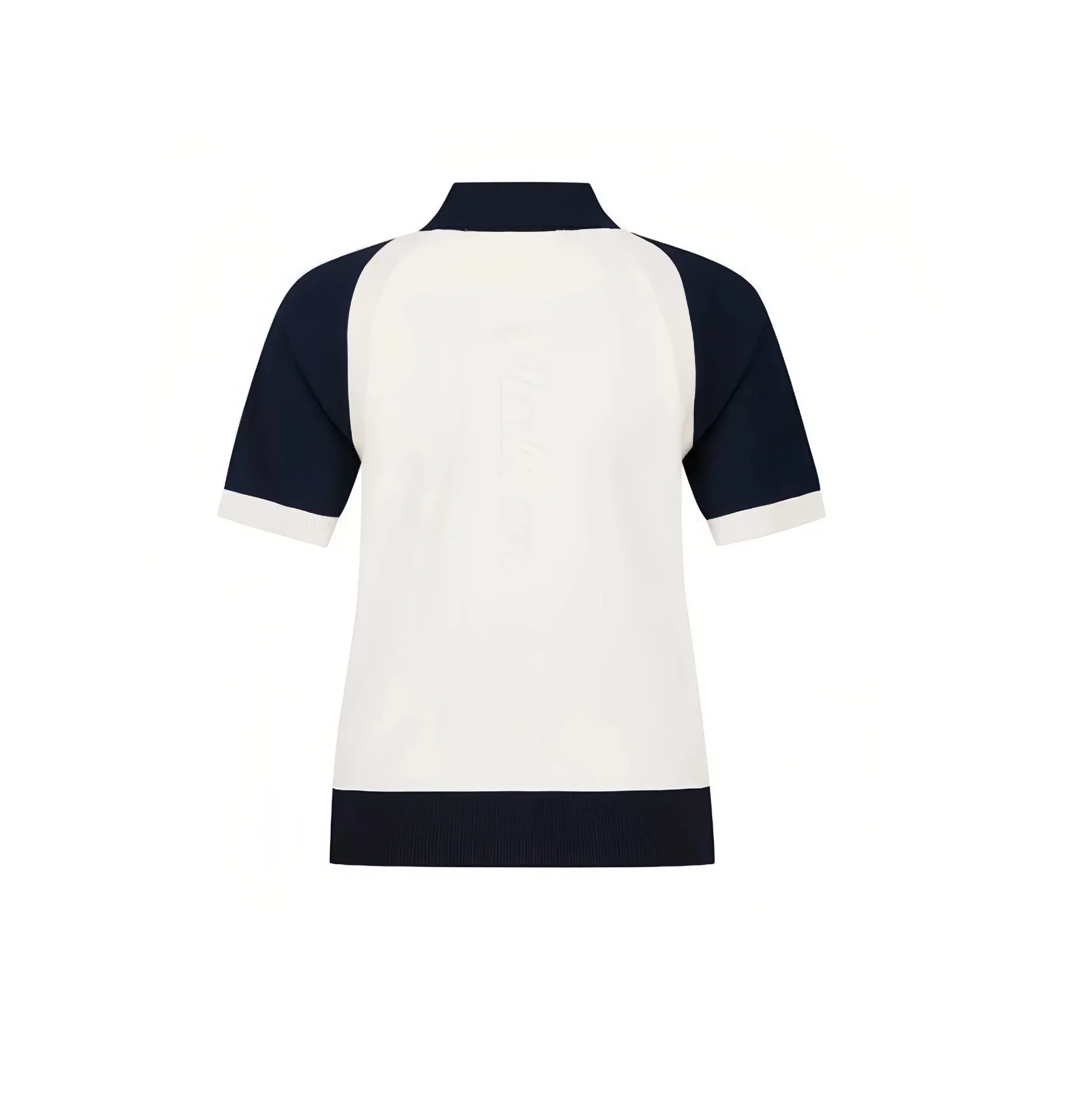 Malbon Women Golf Polo Shirt Colorblock Knit Tee 2026 Black back view 블랙 골프 의류 후면
