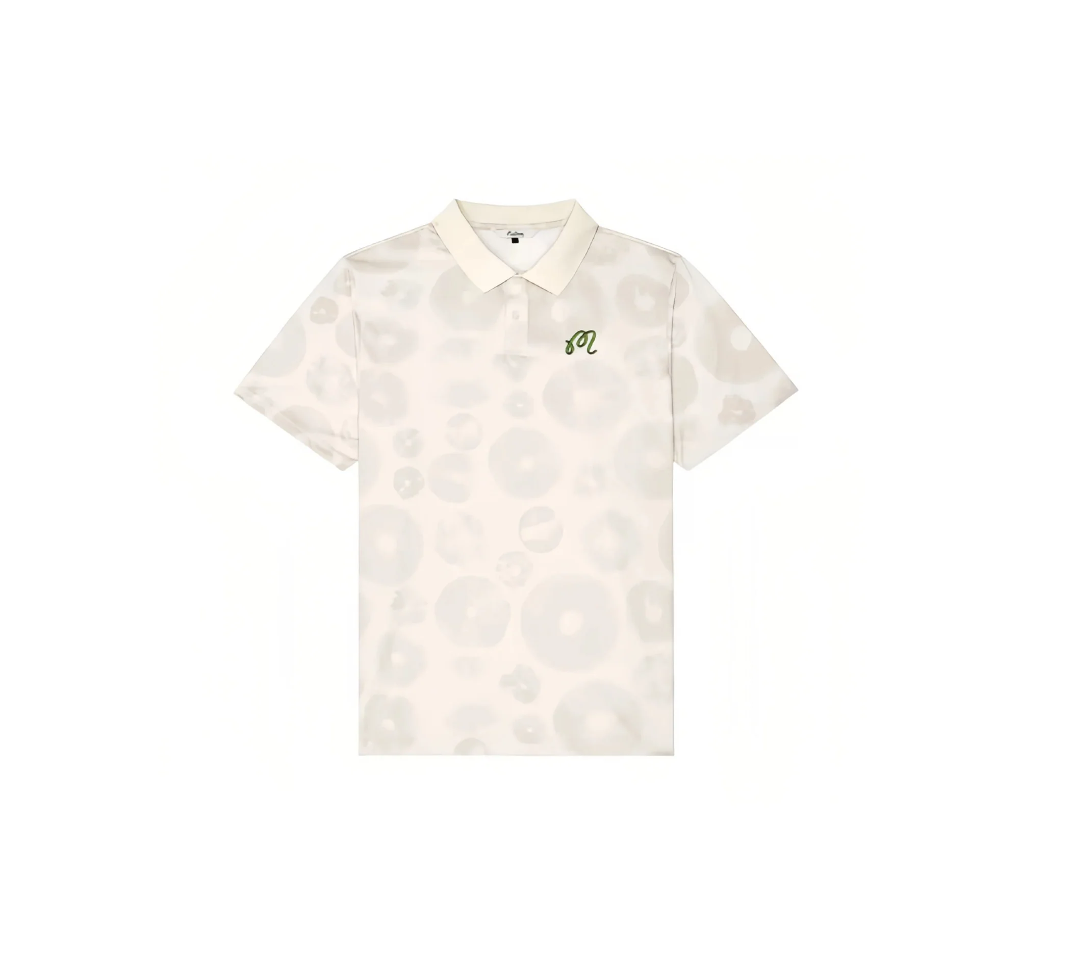 Malbon Men Golf Polo Shirt Logo Collar Tee 2026 Beige front view 베이지 골프 의류 정면