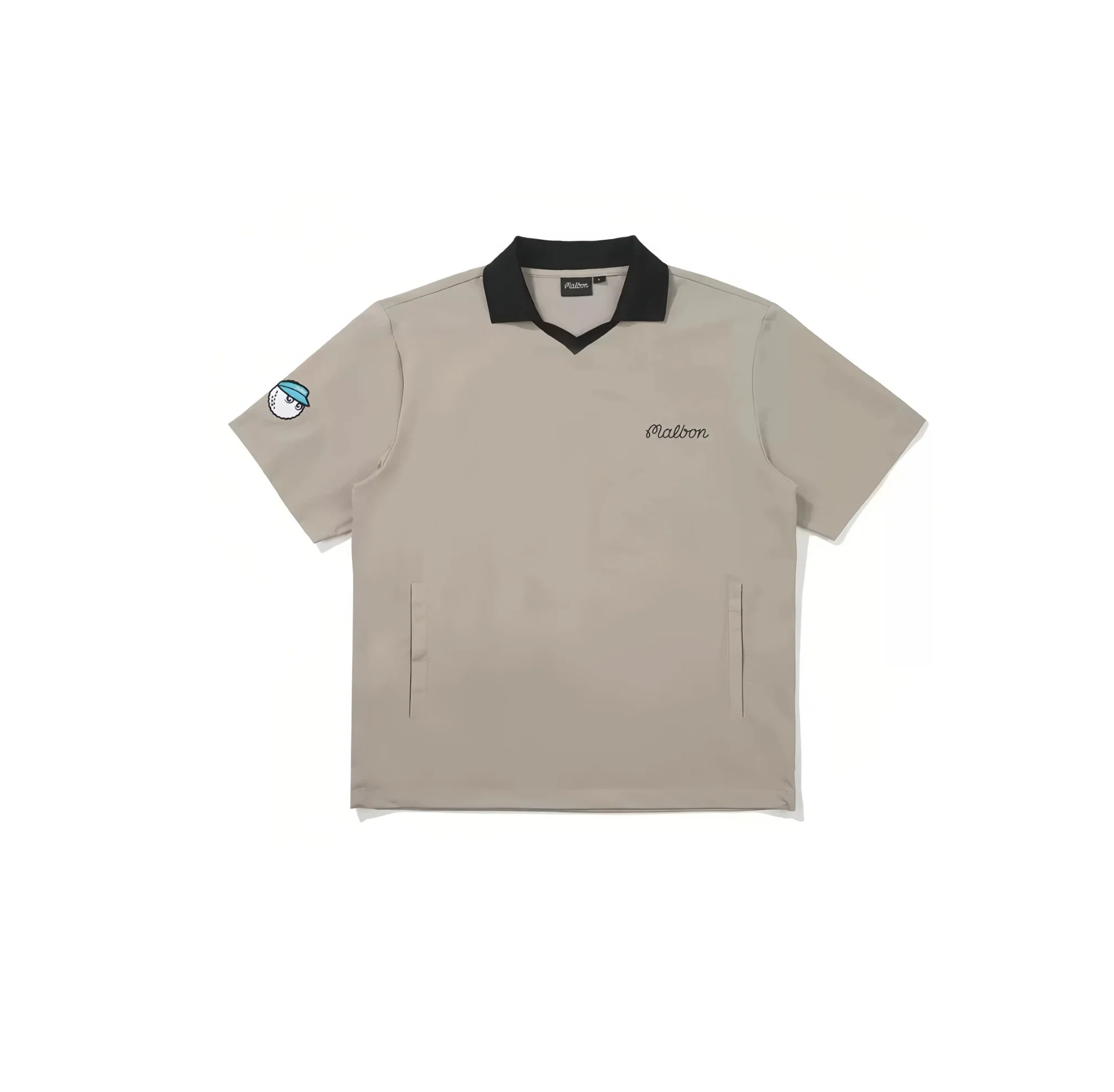 Malbon Men Golf Polo Shirt Breathable Quick Dry Tee 2025 Khaki front view 카키 골프 의류 정면