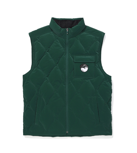 Malbon men's green insulated polo collar golf vest front view