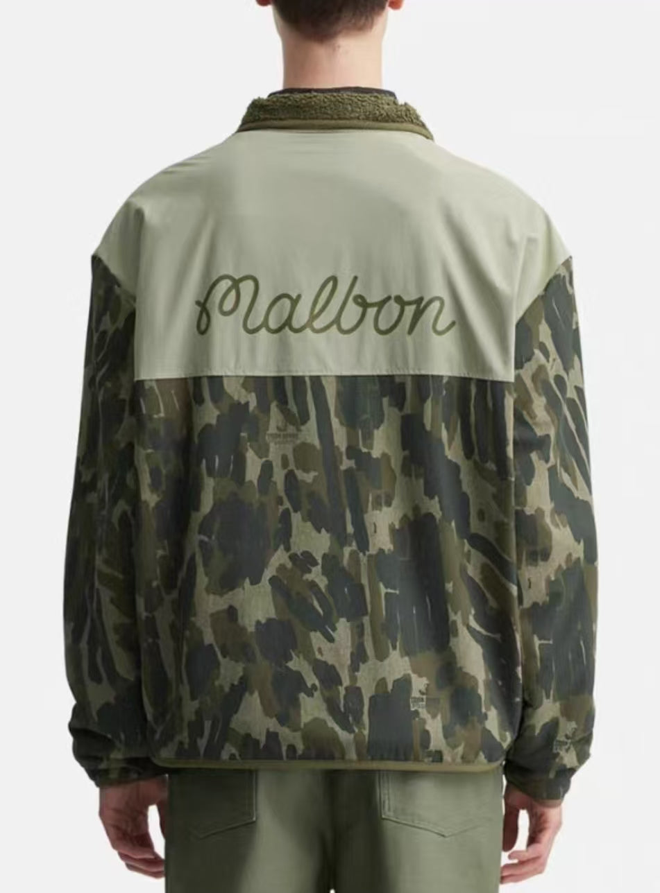 Malbon Tour Divot Camo Sherpa Jacket sherpa golf jacket front view