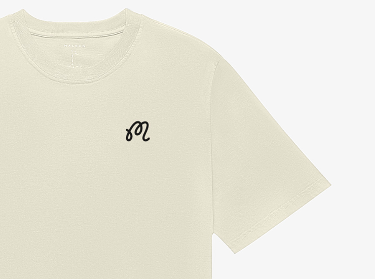 Malbon beige T-shirt front monogram and back artwork