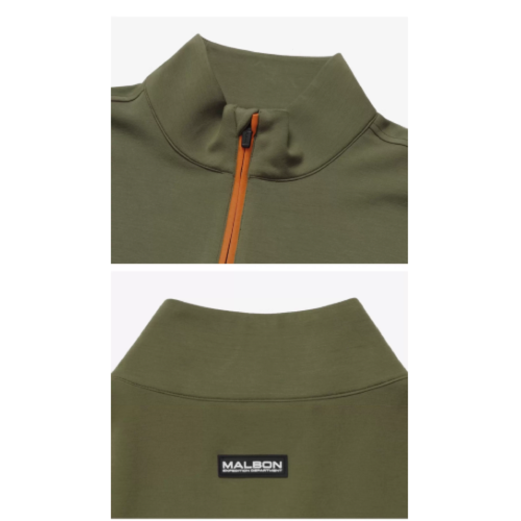 Malbon Contrast Quarter Zip Pullover Olive Green product view