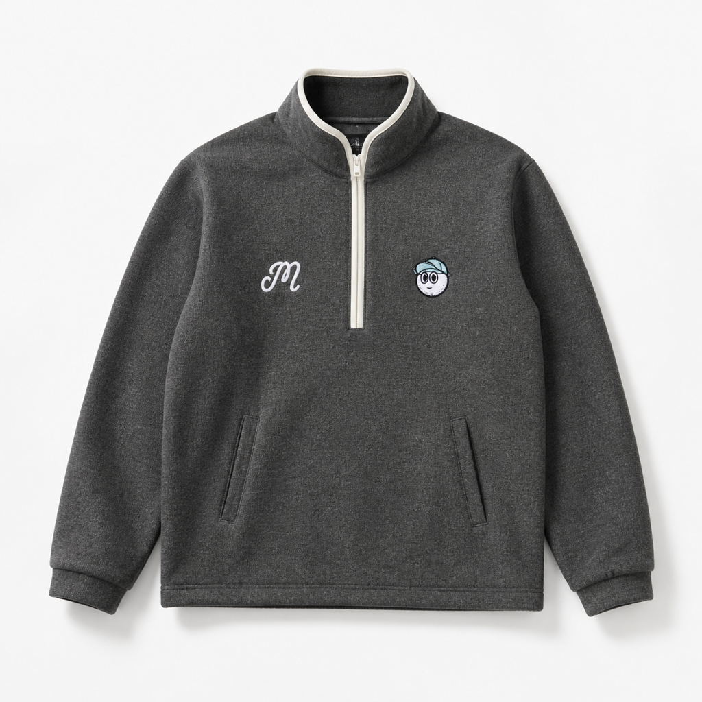 Malbon grey quarter zip golf pullover front view