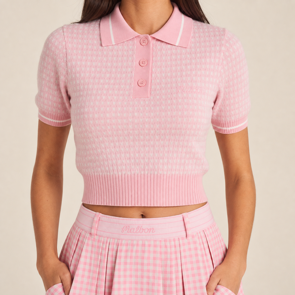 Malbon HVN Mikayla Polo White Orchid Pink angle view