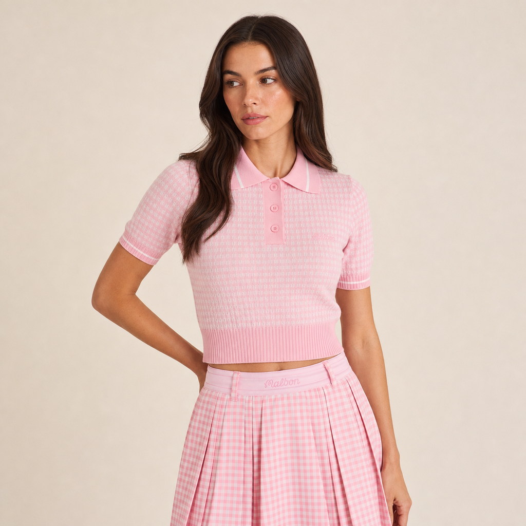 Malbon HVN Mikayla Polo White Orchid Pink back view