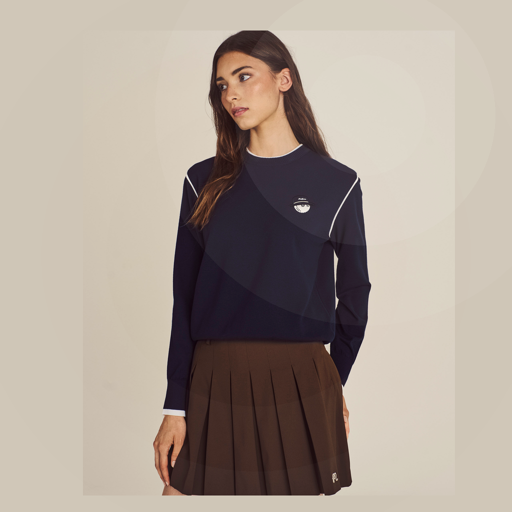 Malbon Malbon Studio Seoul Double-Knit Women's Pullover navy model image 5